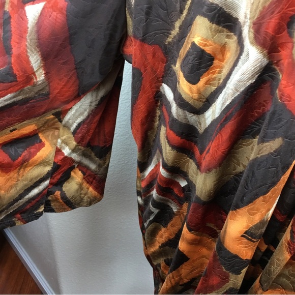 Fall Colors Women's Cowl Neck 3/4 Wide Sleeve Slinky Tunic Size 2X - Picture 11 of 14